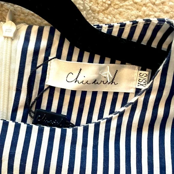 ChicWish Blue Stripped Top With Bell Sleeves. Size XS/S - Picture 4 of 4